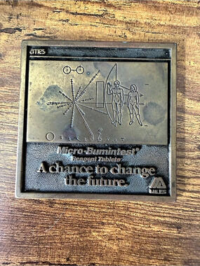Miles Micro-Buminest Medical Advertising Paperweight Atomic Science Design